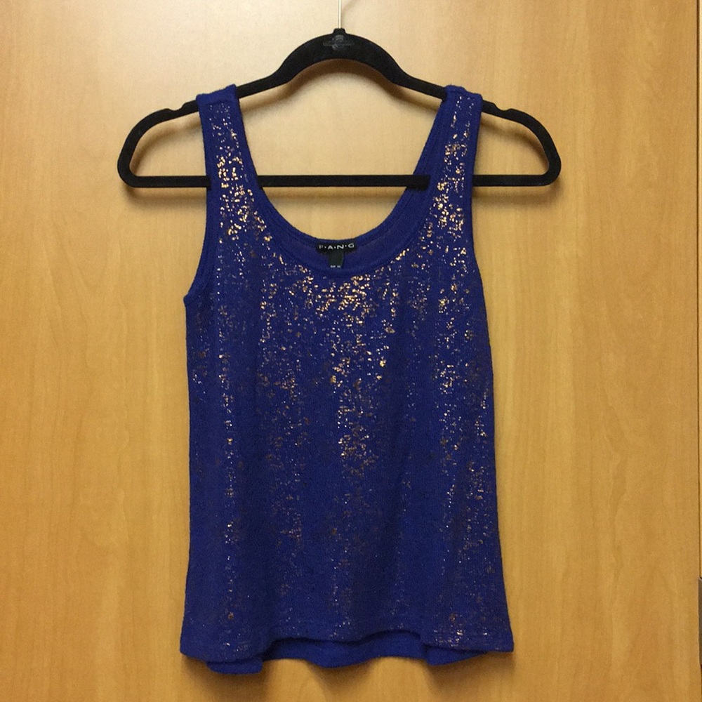 Blue Gold Foiled Top
